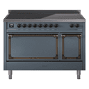 Nostalgie II Noblesse 48″ Induction Range  (Solid Door, Blue Grey, Burnished) view 1
