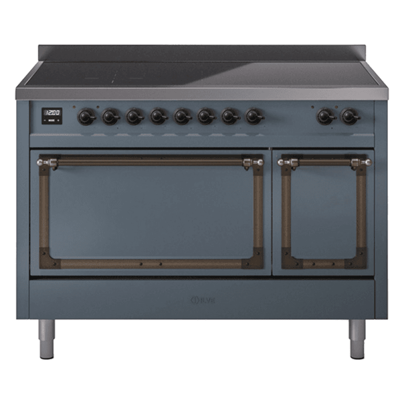 Nostalgie II Noblesse 48″ Induction Range (Solid Door, Blue Grey, Burnished)