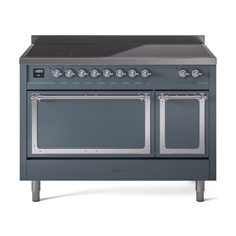 Nostalgie II Noblesse 48″ Induction Range (Solid Door, Blue Grey, Chrome)