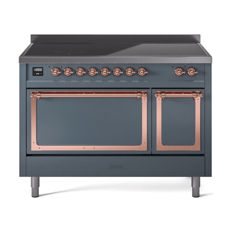 Nostalgie II Noblesse 48″ Induction Range (Solid Door, Blue Grey, Copper)