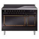 Nostalgie II Noblesse 48″ Induction Range  (Solid Door, Glossy Black, Burnished) view 1
