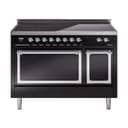 Nostalgie II Noblesse 48″ Induction Range  (Solid Door, Glossy Black, Chrome) view 1