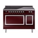 Nostalgie II Noblesse 48″ Induction Range  (Solid Door, Burgundy, Chrome) view 1