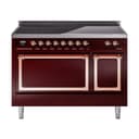Nostalgie II Noblesse 48″ Induction Range  (Solid Door, Burgundy, Copper) view 1