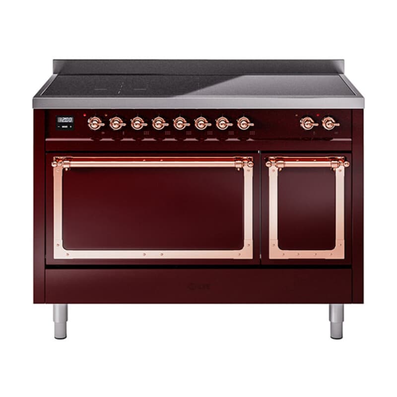 Nostalgie II Noblesse 48″ Induction Range (Solid Door, Burgundy, Copper)