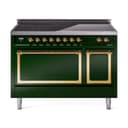 Nostalgie II Noblesse 48″ Induction Range  (Solid Door, Emerald Green, Brass) view 1