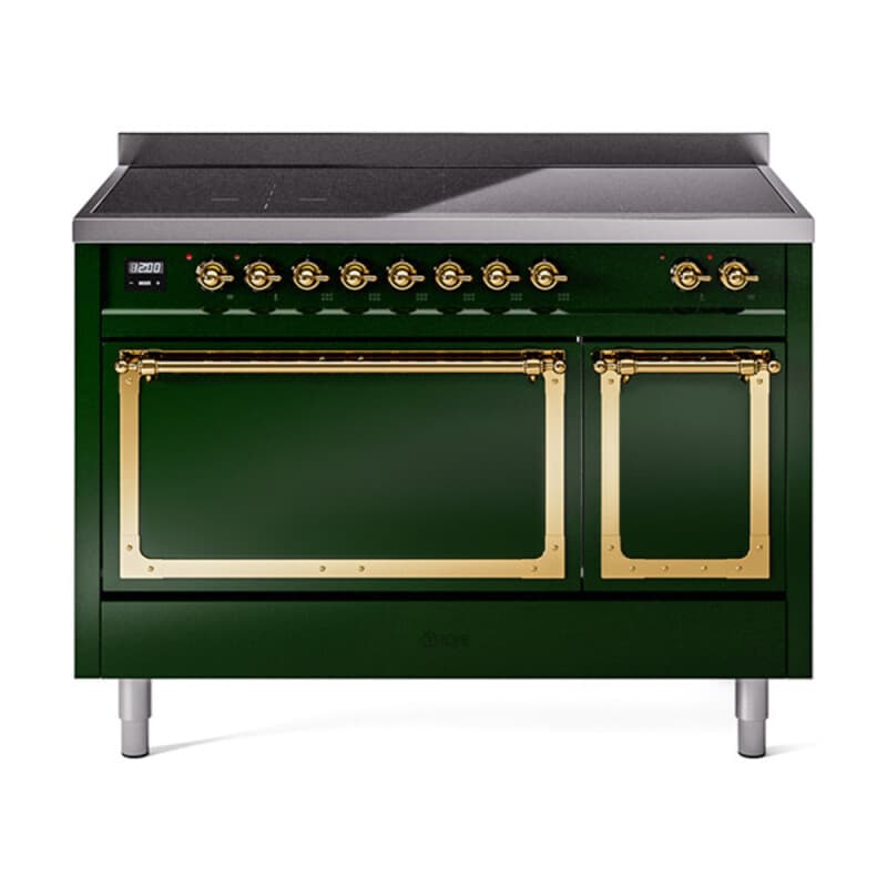 Nostalgie II Noblesse 48″ Induction Range  (Solid Door, Emerald Green, Brass)