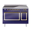 Nostalgie II Noblesse 48″ Induction Range  (Solid Door, Midnight Blue, Brass) view 1