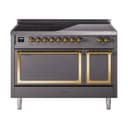 Nostalgie II Noblesse 48″ Induction Range  (Solid Door, Graphite Matte, Brass) view 1