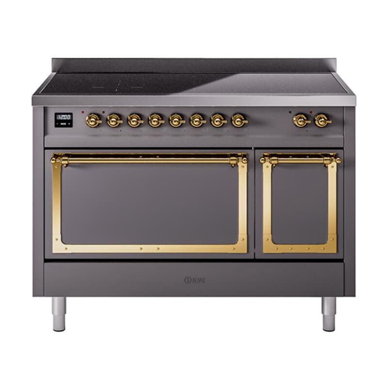 Nostalgie II Noblesse 48″ Induction Range (Solid Door, Graphite Matte, Brass)