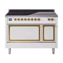 Nostalgie II Noblesse 48″ Induction Range  (Solid Door, White, Brass) view 1