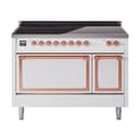 Nostalgie II Noblesse 48″ Induction Range  (Solid Door, White, Copper) view 1