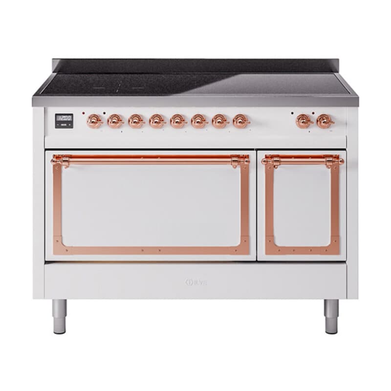 Nostalgie II Noblesse 48″ Induction Range (Solid Door, White, Copper)