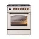 Nostalgie II 30 UP30NMPAWB Freestanding Dual Fuel Range with 5 Sealed Burners Single Oven with Triple Glass Door with Bronze knobs view 4