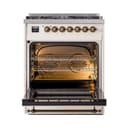 Nostalgie II 30 UP30NMPAWB Freestanding Dual Fuel Range with 5 Sealed Burners Single Oven with Triple Glass Door with Bronze knobs view 5