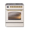 Nostalgie II Series 30 inch Freestanding Dual Fuel Range with Natural Gas, 5 Sealed Burners, 4 cu. ft. Total Oven Capacity, Convection Oven, Continuous Grates, Storage Drawer, with Brass Trim view 3