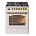Nostalgie II 30 UP30NMPAWG Freestanding Dual Fuel Range with 5 Sealed Burners Single Oven with Triple Glass Door with Brass knobs view 1