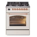 Nostalgie II 30 UP30NMPAWP Freestanding Dual Fuel Range with 5 Sealed Burners Single Oven with Triple Glass Door with Copper knobs view 1