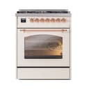 Nostalgie II 30 UP30NMPAWP Freestanding Dual Fuel Range with 5 Sealed Burners Single Oven with Triple Glass Door with Copper knobs view 3