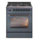 Nostalgie II 30 UP30NMPBGB Freestanding Dual Fuel Range with 5 Sealed Burners Single Oven with Triple Glass Door with Bronze knobs view 1