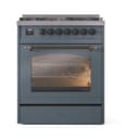 Nostalgie II 30 UP30NMPBGB Freestanding Dual Fuel Range with 5 Sealed Burners Single Oven with Triple Glass Door with Bronze knobs view 3