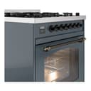 Nostalgie II 30 UP30NMPBGB Freestanding Dual Fuel Range with 5 Sealed Burners Single Oven with Triple Glass Door with Bronze knobs view 6