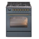 Nostalgie II 30 UP30NMPBGG Freestanding Dual Fuel Range with 5 Sealed Burners Single Oven with Triple Glass Door with Brass knobs view 1