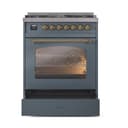 Nostalgie II 30 UP30NMPBGG Freestanding Dual Fuel Range with 5 Sealed Burners Single Oven with Triple Glass Door with Brass knobs view 5