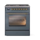 Nostalgie II Series 30 inch Freestanding Dual Fuel Range with Natural Gas, 5 Sealed Burners, 4 cu. ft. Total Oven Capacity, Convection Oven, Continuous Grates, Storage Drawer with Brass Trim view 3