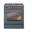 Nostalgie II 30 UP30NMPBGP Freestanding Dual Fuel Range with 5 Sealed Burners Single Oven with Triple Glass Door with Copper knobs view 3