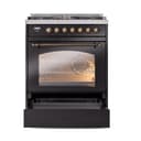 Nostalgie II 30 UP30NMPBKB Freestanding Dual Fuel Range with 5 Sealed Burners Single Oven with Triple Glass Door with Bronze knobs view 4