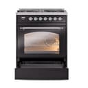 Nostalgie II 30 UP30NMPBKC Freestanding Dual Fuel Range with 5 Sealed Burners Single Oven with Triple Glass Door with Chrome knobs view 4