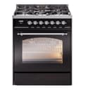Nostalgie II 30 UP30NMPBKC Freestanding Dual Fuel Range with 5 Sealed Burners Single Oven with Triple Glass Door with Chrome knobs view 1