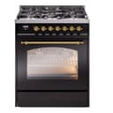 Nostalgie II 30 UP30NMPBKG Freestanding Dual Fuel Range with 5 Sealed Burners Single Oven with Triple Glass Door with Brass knobs view 1