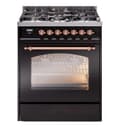 Nostalgie II 30 UP30NMPBKP Freestanding Dual Fuel Range with 5 Sealed Burners Single Oven with Triple Glass Door with Copper knobs view 1