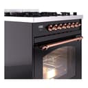 Nostalgie II 30 UP30NMPBKP Freestanding Dual Fuel Range with 5 Sealed Burners Single Oven with Triple Glass Door with Copper knobs view 5
