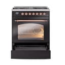 Nostalgie II 30 UP30NMPBKP Freestanding Dual Fuel Range with 5 Sealed Burners Single Oven with Triple Glass Door with Copper knobs view 4