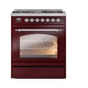 Nostalgie II 30 UP30NMPBUC Freestanding Dual Fuel Range with 5 Sealed Burners Single Oven with Triple Glass Door with Chrome knobs view 2