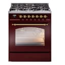 Nostalgie II 30 UP30NMPBUG Freestanding Dual Fuel Range with 5 Sealed Burners Single Oven with Triple Glass Door with Brass knobs view 1