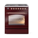 Nostalgie II 30 UP30NMPBUP Freestanding Dual Fuel Range with 5 Sealed Burners Single Oven with Triple Glass Door with Copper knobs view 2