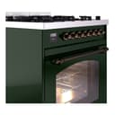 Nostalgie II 30 UP30NMPEGB Freestanding Dual Fuel Range with 5 Sealed Burners Single Oven with Triple Glass Door with Bronze knobs view 5