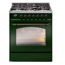Nostalgie II 30 UP30NMPEGB Freestanding Dual Fuel Range with 5 Sealed Burners Single Oven with Triple Glass Door with Bronze knobs view 1
