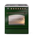 Nostalgie II 30 UP30NMPEGB Freestanding Dual Fuel Range with 5 Sealed Burners Single Oven with Triple Glass Door with Bronze knobs view 2