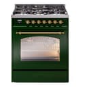 Nostalgie II 30 UP30NMPEGG Freestanding Dual Fuel Range with 5 Sealed Burners Single Oven with Triple Glass Door with Brass knobs view 1