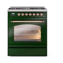 Nostalgie II 30 UP30NMPEGP Freestanding Dual Fuel Range with 5 Sealed Burners Single Oven with Triple Glass Door with Copper knobs view 2