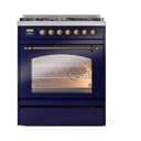 Nostalgie II 30 UP30NMPMBB Freestanding Dual Fuel Range with 5 Sealed Burners Single Oven with Triple Glass Door with Bronze knobs view 2