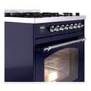 Nostalgie II 30 UP30NMPMBC Freestanding Dual Fuel Range with 5 Sealed Burners Single Oven with Triple Glass Door with Chrome knobs view 5