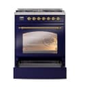 Nostalgie II 30 UP30NMPMBG Freestanding Dual Fuel Range with 5 Sealed Burners Single Oven with Triple Glass Door with Brass knobs view 4