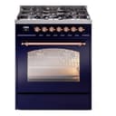 Nostalgie II 30 UP30NMPMBP Freestanding Dual Fuel Range with 5 Sealed Burners Single Oven with Triple Glass Door with Copper knobs view 1