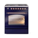Nostalgie II 30 UP30NMPMBP Freestanding Dual Fuel Range with 5 Sealed Burners Single Oven with Triple Glass Door with Copper knobs view 2